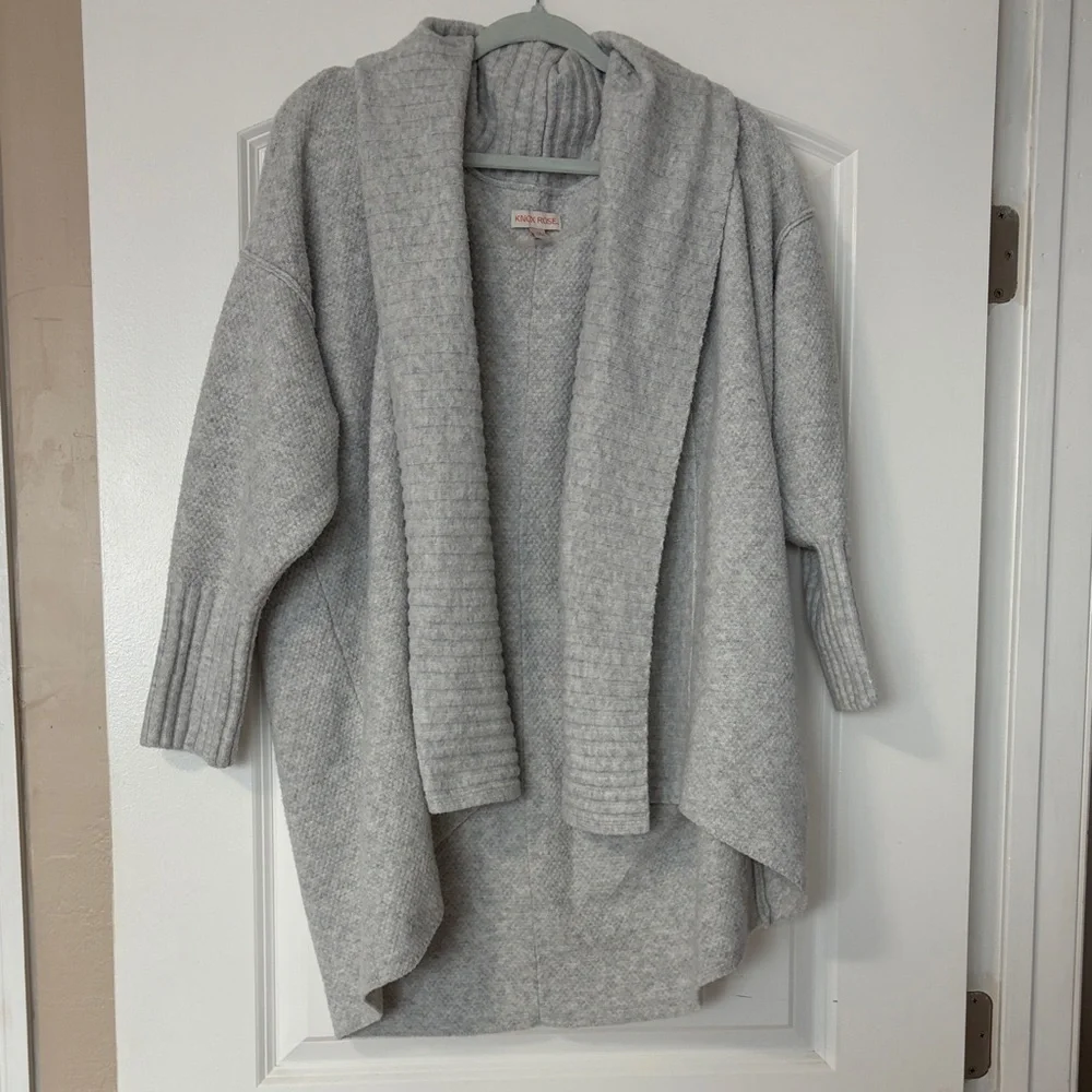 Knox Rose Light Gray Open-Front Women's Cardigan